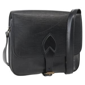 LOUIS VUITTON Epi Cartouchiere MM Shoulder Bag Black Noir M52242 LV Auth ka631